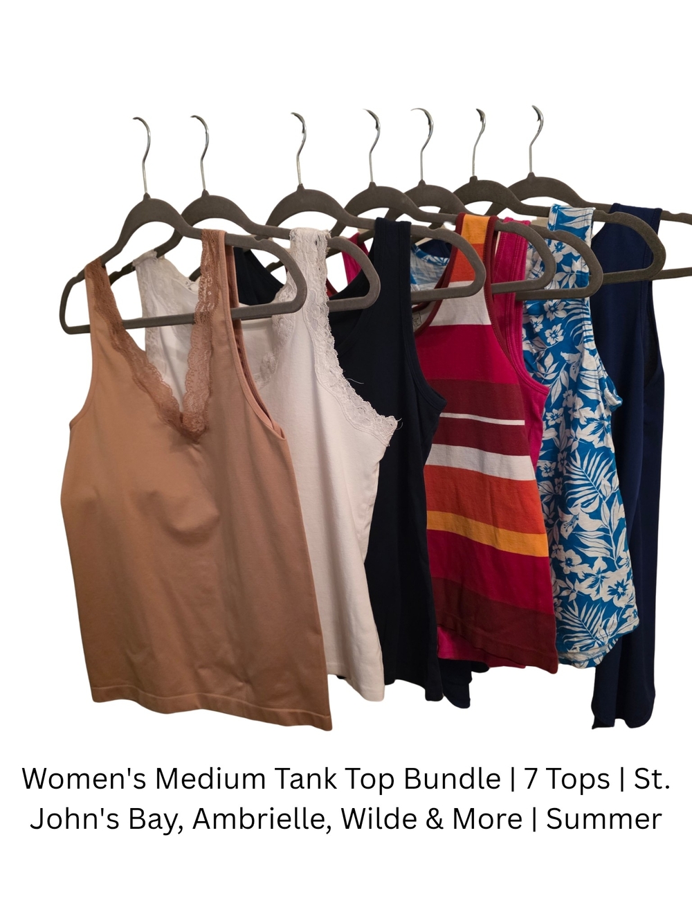 Women's Medium Tank Top Bundle | 7 Tops | St. John's Bay, Ambrielle, Wilde & Mor